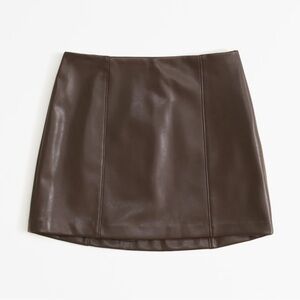 Abercrombie & Fitch The Scarlett Brown Vegan Leather Mini Skirt Skort With Zip